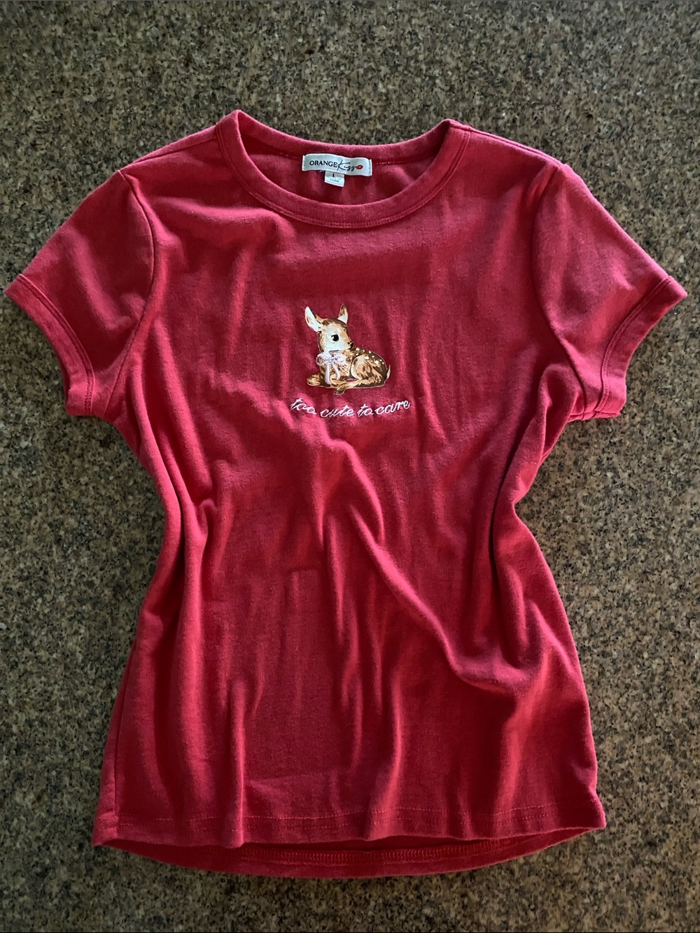 cute red deer baby tee bow ⋆˚꩜。